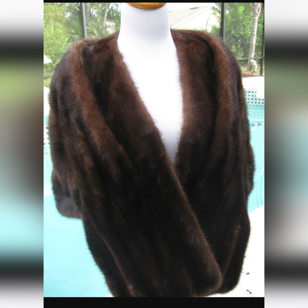 LUXURIOUS  AUTHENTIC Sable BROWN PRINCESS COLLAR MINK FUR SHAWL COAT Size Medium